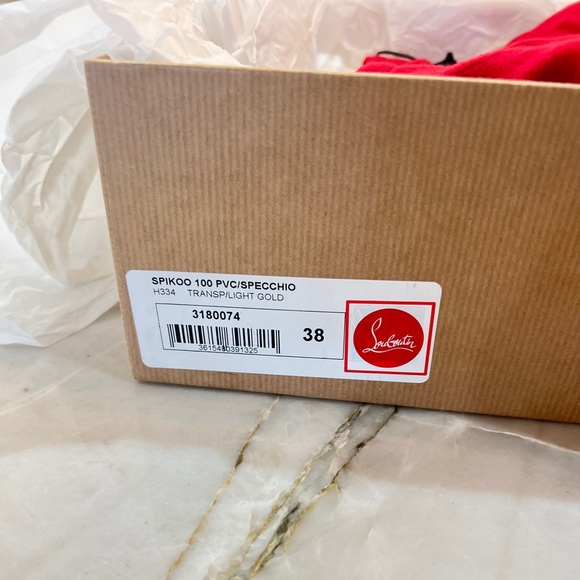 Christian Louboutin SPIKOO 100 light gold & transparent stilettos - Picture 8 of 12